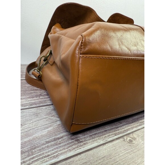 Valentina Fiore Large Tan/Brown Italian 100% Leather Saddle Handbag Purse - Picture 7 of 16